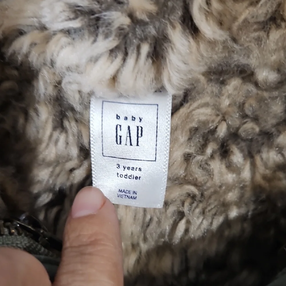 GAP Kids Green Parka with Faux Fur Hood